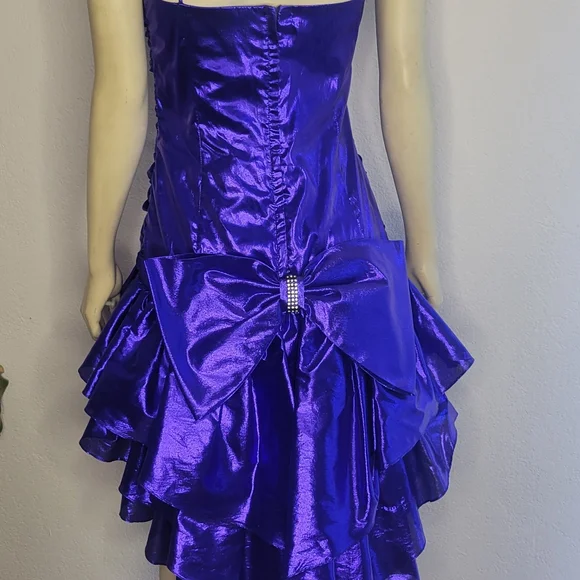Vintage 80s Purple Lame Party Dress - Picture 5 of 8